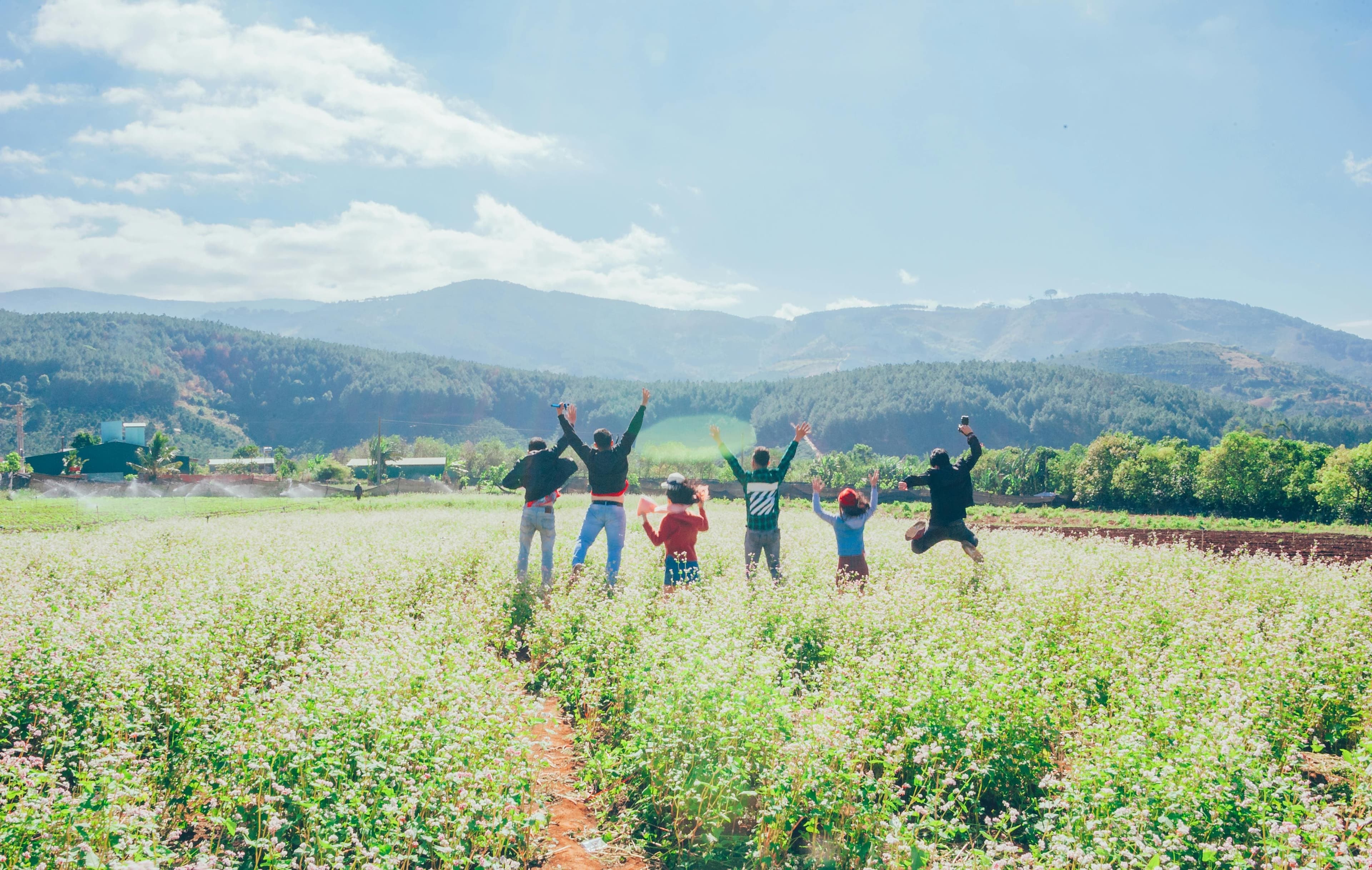 A group of students jumping in the air
